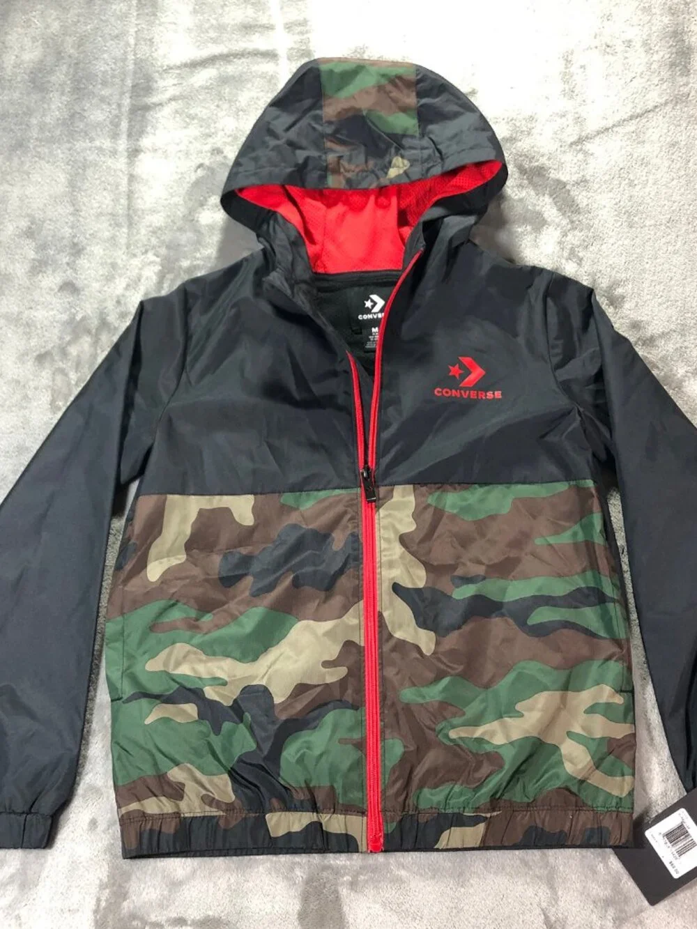 Converse Boys Camo Colorblock Windbreaker Jacket - Size M (10-12 Years) New NWT